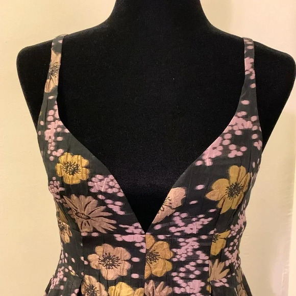 ANTHROPOLOGIE Jacquard A-Line Mini Dress in Black Motif - Picture 7 of 15